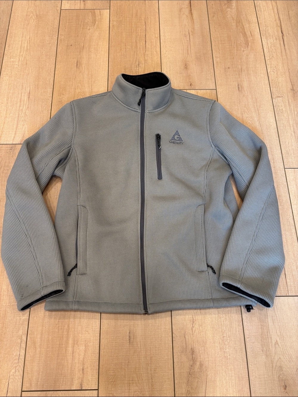 Men's Gray Full-Zip Textured Jacket